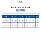 TJ520 Tee Jays Mens Interlock Tee size guide (TJ520)