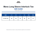 TJ530 Tee Jays Mens Long Sleeve Interlock Tee size guide (TJ530)