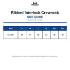 TJ5504 Tee Jays Ribbed Interlock Crewneck size guide (TJ5504)