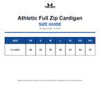 TJ5704 Tee Jays Athletic Full Zip Cardigan size guide (TJ5704)