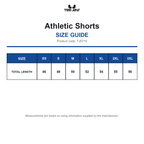 TJ5710 Tee Jays Athletic Shorts size guide (TJ5710)