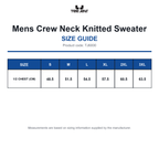 TJ6000 Tee Jays Mens Crew Neck Knitted Sweater size guide (TJ6000)