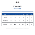 TJ6002 Tee Jays Polo Knit size guide (TJ6002)