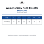 TJ6006 Tee Jays Womens Crew Neck Sweater size guide (TJ6006)