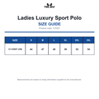 TJ7201 Tee Jays Ladies Luxury Sport Polo size guide (TJ7201)