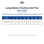 TJ8007 Tee Jays Long Sleeve Fashion Sof Tee size guide (TJ8007)