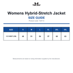 TJ9113 Tee Jays Womens Hybrid-Stretch Jacket size guide (TJ9113)
