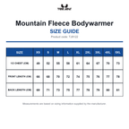 TJ9122 Tee Jays Mountain Fleece Bodywarmer size guide (TJ9122)