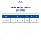 TJ9160 Tee Jays Mens Active Fleece size guide (TJ9160)