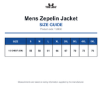 TJ9630 Tee Jays Mens Zepelin Jacket size guide (TJ9630)