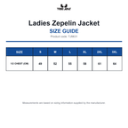 TJ9631 Tee Jays Ladies Zepelin Jacket size guide (TJ9631)