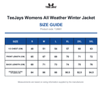 TJ9681 TeeJays Womens All Weather Winter Jacket size guide (TJ9681)
