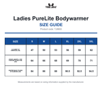 TJ9693 Tee Jays Ladies PureLite Bodywarmer size guide (TJ9693)