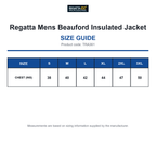 TRA361 Regatta Mens Beauford Insulated Jacket size guide (TRA361)
