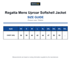 TRA642 Regatta Mens Uproar Softshell Jacket size guide (TRA642)