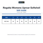 TRA645 Regatta Womens Uproar Softshell size guide (TRA645)