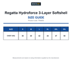 TRA650 Regatta Hydroforce 3-Layer Softshell size guide (TRA650)