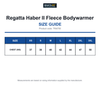 TRA700 Regatta Haber II Fleece Bodywarmer size guide (TRA700)