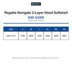 TRA705 Regatta Navigate 2-Layer Hood Softshell size guide (TRA705)