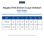 TRA745 Regatta 4TEX Stretch 3 Layer Softshell size guide (TRA745)