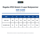 TRA749 Regatta 4TEX Stretch 3 Layer Bodywarmer size guide (TRA749)