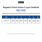 TRA753 Regatta E-Volve Unisex 2 Layer Softshell size guide (TRA753)