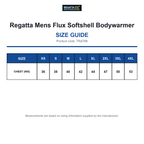 TRA788 Regatta Mens Flux Softshell Bodywarmer size guide (TRA788)
