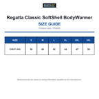 TRA820 Regatta Classic SoftShell BodyWarmer size guide (TRA820)
