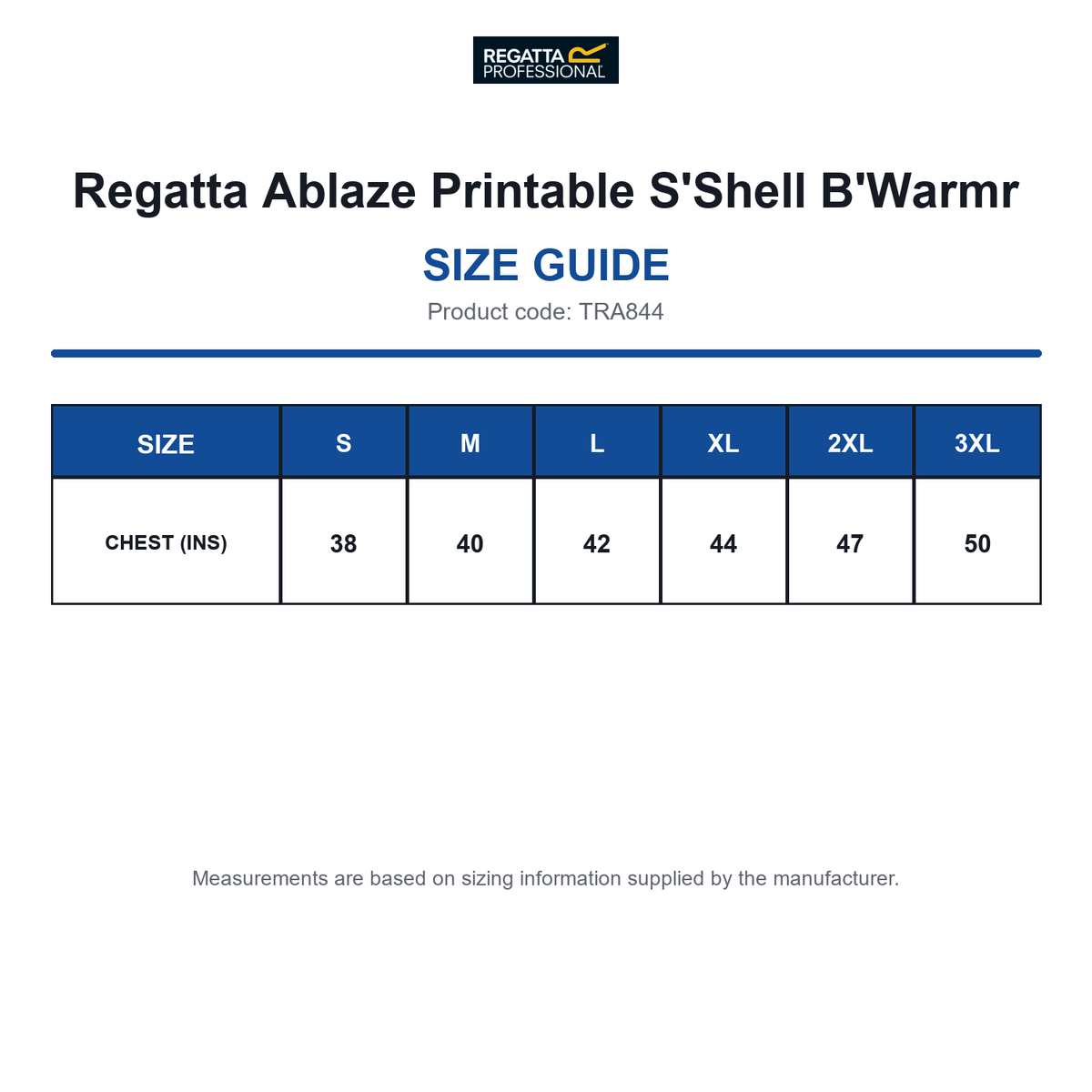 TRA844 Regatta Ablaze Printable S'Shell B'Warmr size guide (TRA844)