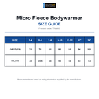 TRA883 Regatta Junior Micro Fleece Bodywarmer size guide (TRA883)