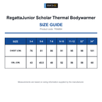 TRA884 RegattaJunior Scholar Thermal Bodywarmer size guide (TRA884)