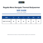 TRA892 Regatta Mens Navigate Thermal Bodywarmer size guide (TRA892)