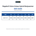 TRA905 Regatta E-Volve Unisex Hybrid Bodywarmer size guide (TRA905)