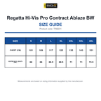 TRB201 Regatta Hi-Vis Pro Contract Ablaze BW size guide (TRB201)