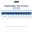 TRF532 Regatta Mens Thor III Fleece size guide (TRF532)