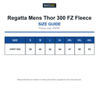 TRF581 Regatta Mens Thor 300 FZ Fleece size guide (TRF581)