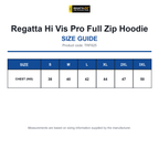 TRF625 Regatta Hi Vis Pro Full Zip Hoodie size guide (TRF625)
