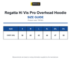 TRF663 Regatta Hi Vis Pro Overhead Hoodie size guide (TRF663)