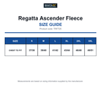 TRF725 Regatta Ascender Fleece size guide (TRF725)