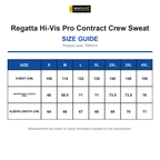 TRF813 Regatta Hi-Vis Pro Contract Crew Sweat size guide (TRF813)