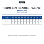 TRJ500S Regatta Mens Pro Cargo Trouser (S) size guide (TRJ500S)