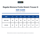 TRJ625S Regatta Womens Prolite Stretch Trouser S size guide (TRJ625S)