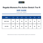 TRJ627R Regatta Womens Pro Action Stretch Trsr R size guide (TRJ627R)