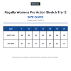 TRJ627S Regatta Womens Pro Action Stretch Trsr S size guide (TRJ627S)