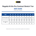 TRJ629R Regatta Hi-Vis Pro Contract Stretch Trsr size guide (TRJ629R)
