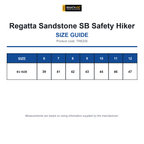 TRK200 Regatta Sandstone SB Safety Hiker size guide (TRK200)