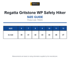 TRK203 Regatta Gritstone WP Safety Hiker size guide (TRK203)