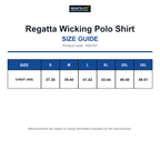 TRS167 Regatta Wicking Polo Shirt size guide (TRS167)