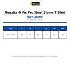 TRS194 Regatta Hi Vis Pro Short Sleeve T-Shirt size guide (TRS194)