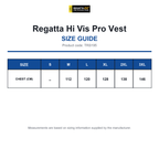 TRS195 Regatta Hi Vis Pro Vest size guide (TRS195)